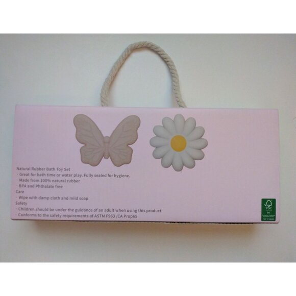 Natural Rubber Bath Toy Play Set Butterfly Flower Fully Sealed by Charlie & Aria - Picture 4 of 5